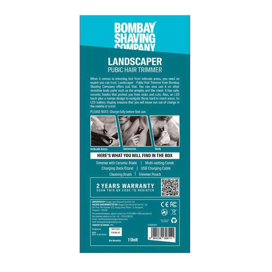 Bombay Shaving Company Intimate Body Groomer for Men | with LED light | Type C Trimmer