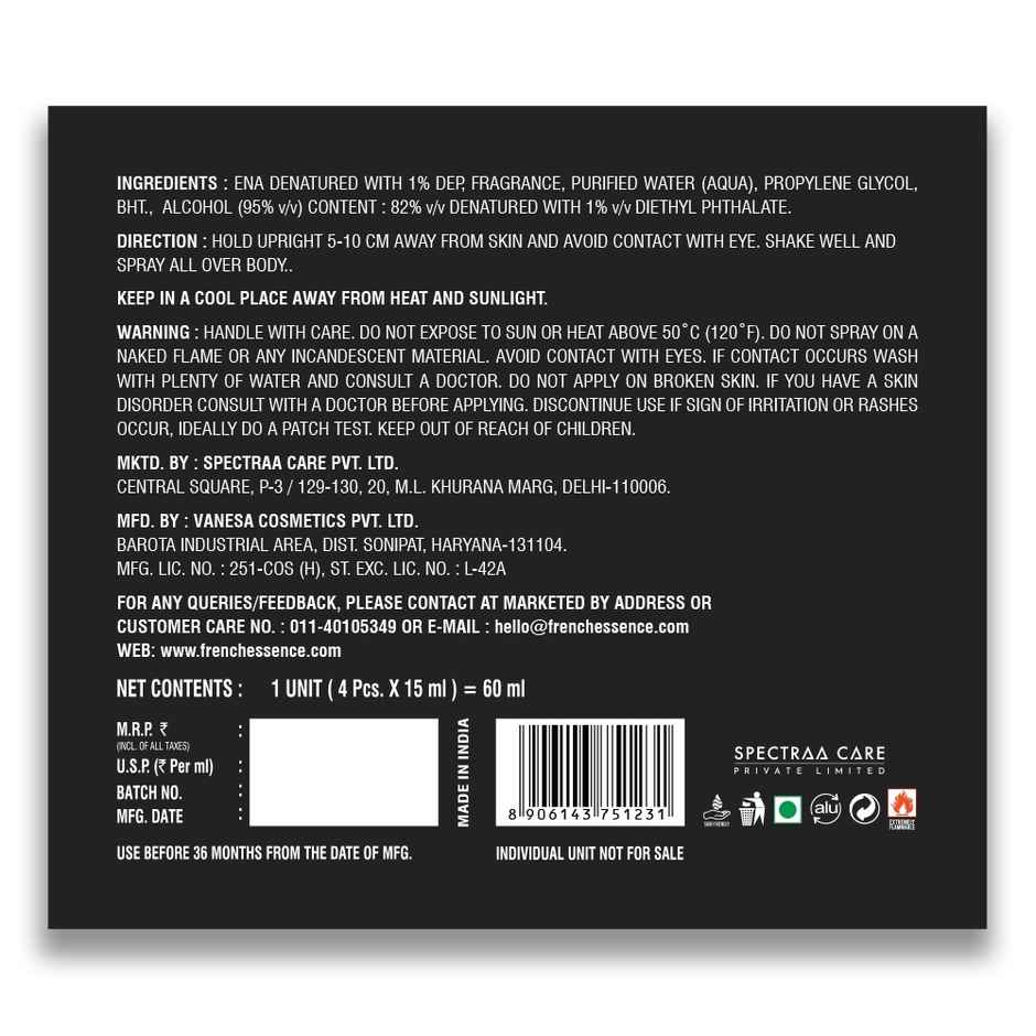 French Essence Gift Set - Eau De Parfum | Men | Pack Of 4