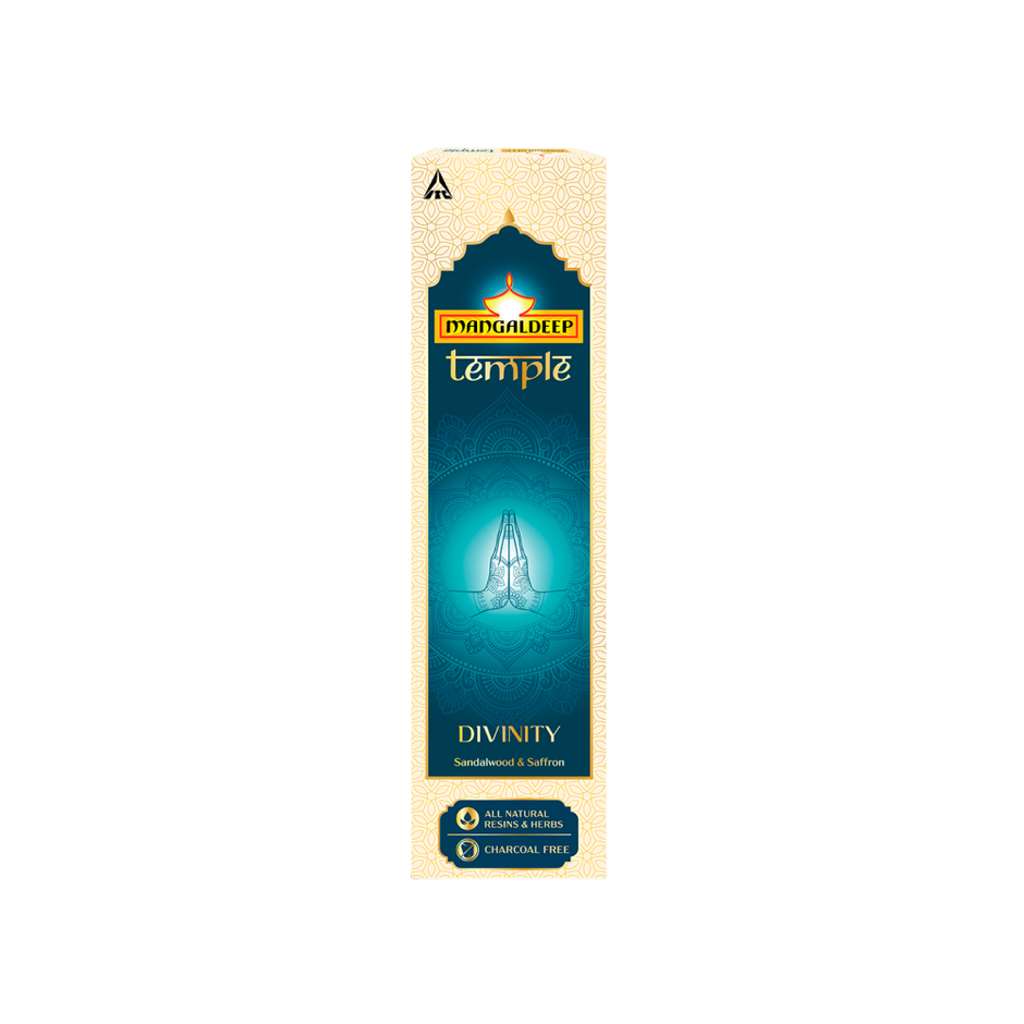 Mangaldeep Temple Divinity Sandalwood & Saffron Infused Fragrances - Hand Rolled Premium Incense