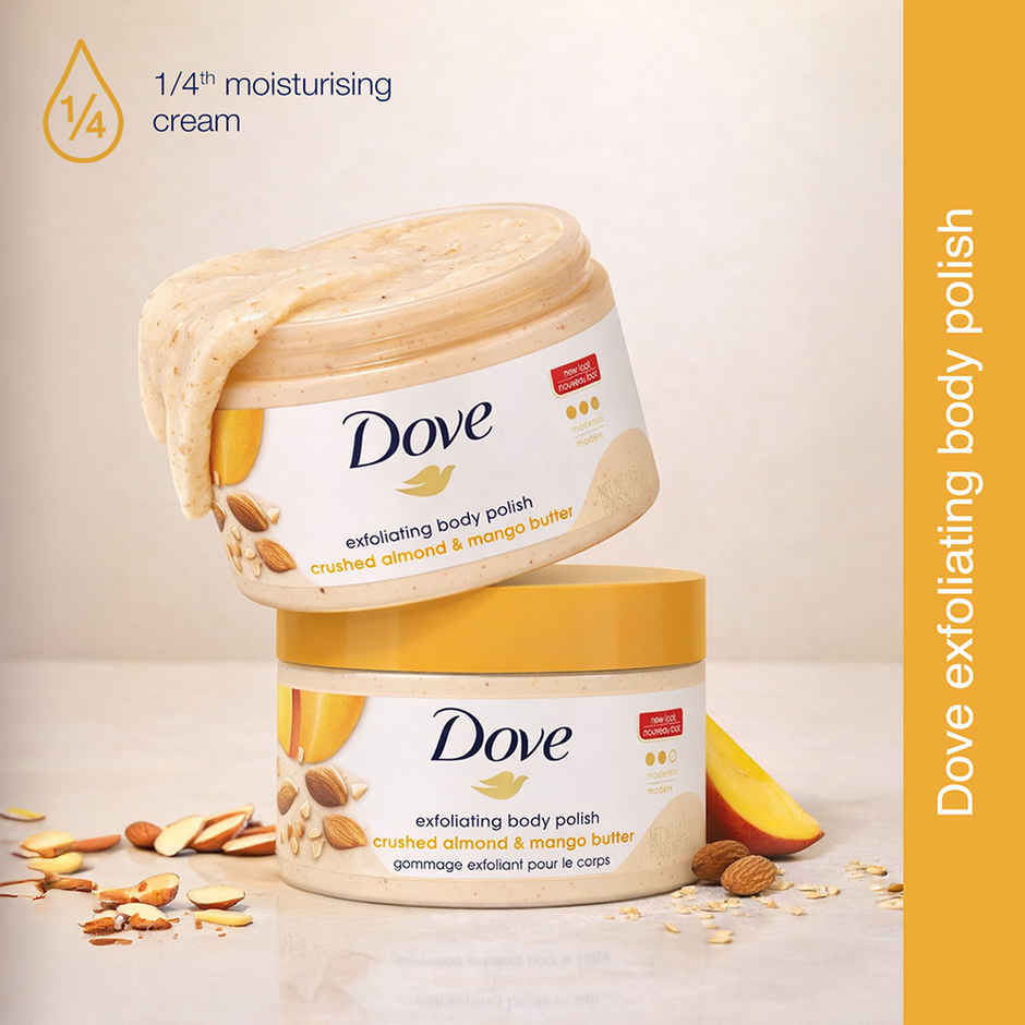 Dove Body Polish Scrub | Almond & Mango Butter | For Dry Skin | Get Soft & Smooth Skin