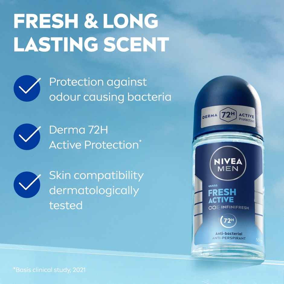 Nivea Men Dark Spot Reduction Face Cream (75ml) & Nivea Men Face Wash All In 1 Charcoal (100g) & Nivea Fresh Active Underarm Roll On 72H Protection (50ml) Combo