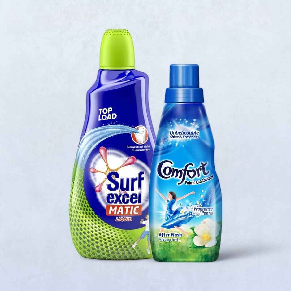 Comfort After Wash Morning Fresh Fabric Conditioner(430ml) & Surf Excel Matic Liquid Detergent Top Load(1l) Combo