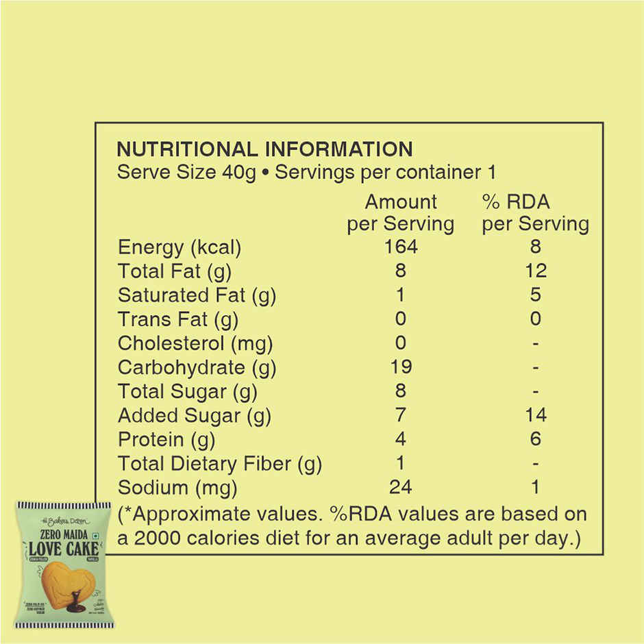 The Baker's Dozen Zero Maida Love Cake - Vanilla  | Veg/Eggless Heart cake - filled with Choco