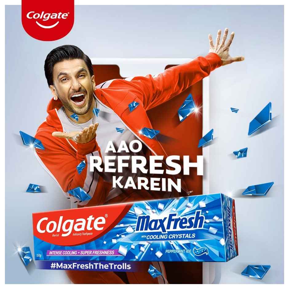 Colgate MaxFresh Toothpaste, Blue Gel Paste with Menthol for Super Fresh Breath (Peppermint Ice, Saver Pack)