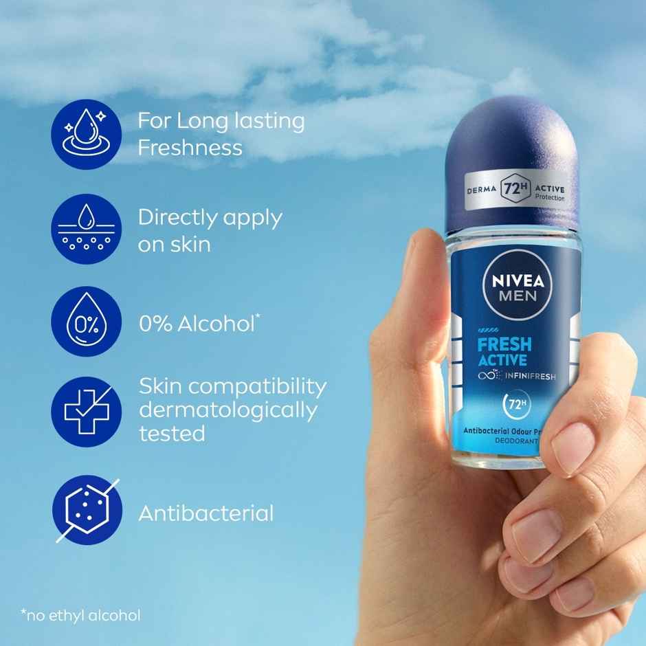 Nivea Men Dark Spot Reduction Face Cream (75ml) & Nivea Men Face Wash All In 1 Charcoal (100g) & Nivea Fresh Active Underarm Roll On 72H Protection (50ml) Combo