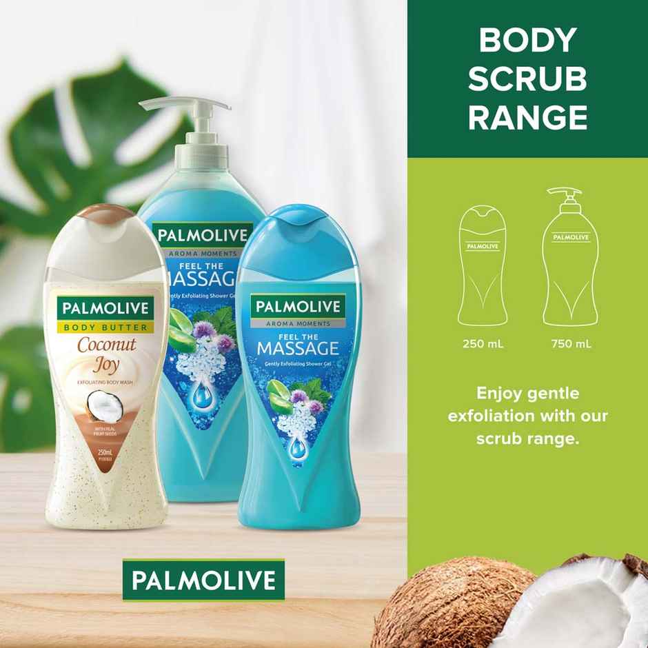 Palmolive Body Wash Coconut Joy Crème Based Exfoliator With Real Apricot Seeds and Jojoba Butter Extracts