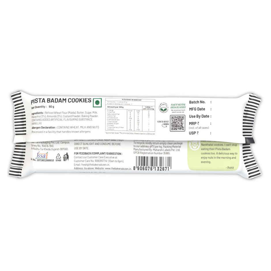 The Baker's Dozen Pista Badam Cookies | Premium Biscuit Handmade Cookies | Pista Biscuit