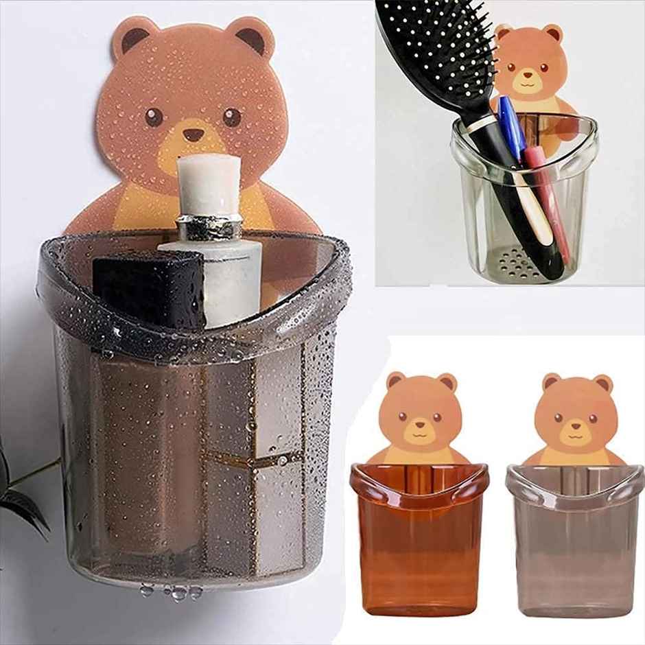 Perpetual Self-Adhesive Toothbrush Holder, 4 Pcs Teddy Bear Shaped for Bathroom Storage