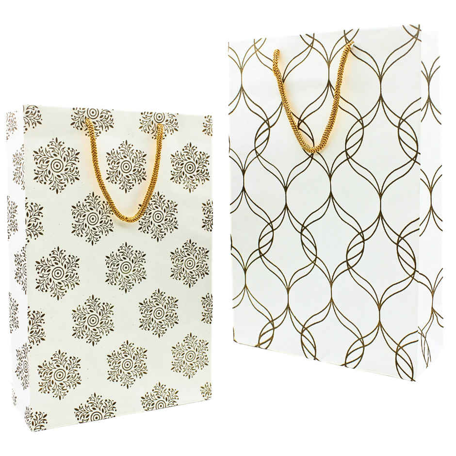 Printed Paper Bag | 8 x 12 x 3 Inch | Colour May Vary | Se7en