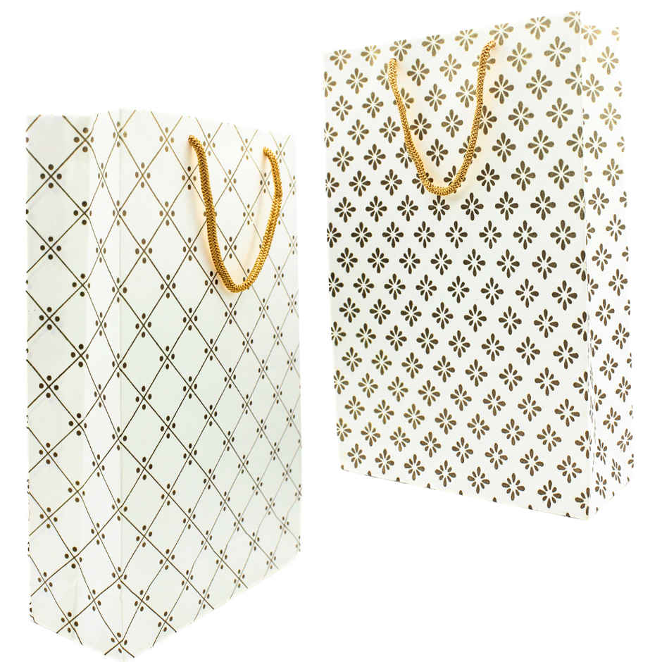 Printed Paper Bag | 8 x 12 x 3 Inch | Colour May Vary | Se7en