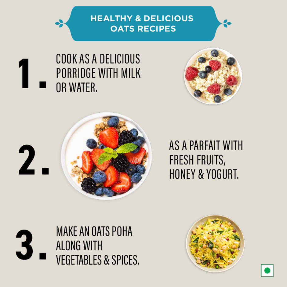 Bagrry's Rolled Oats Jar High Fibre Premium Rolled Oats Protein Rich Breakfast Cereal Wholegrain Breakfast Combo