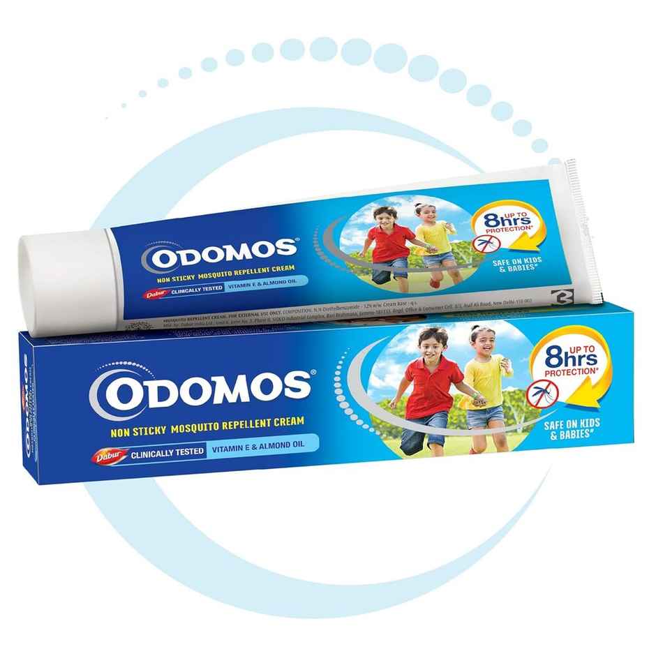 Odomos Non-Sticky Mosquito Repellent Cream With Vitamin E & Almond