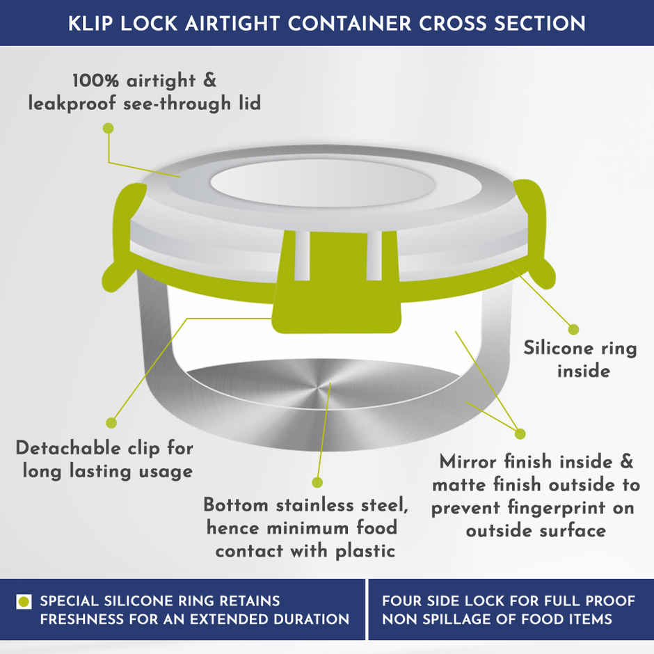 Magnus Avanza 3 Steel Leakproof Lunch Box for School with Klip Lock Lid & Insulated Tiffin Bag