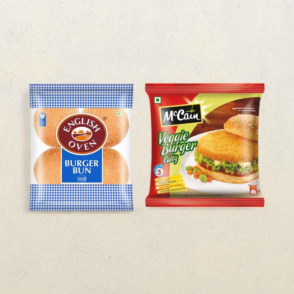 English Oven Burger Bun(200gms) & Mccain Veggie Burger Patty(360gms) Combo
