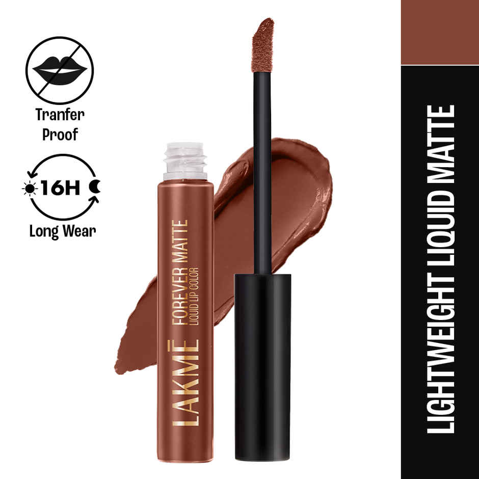 Lakme Forever Matte Liquid Lip, 16hr Lipstick, Lightweight & transferproof | Nude Twist