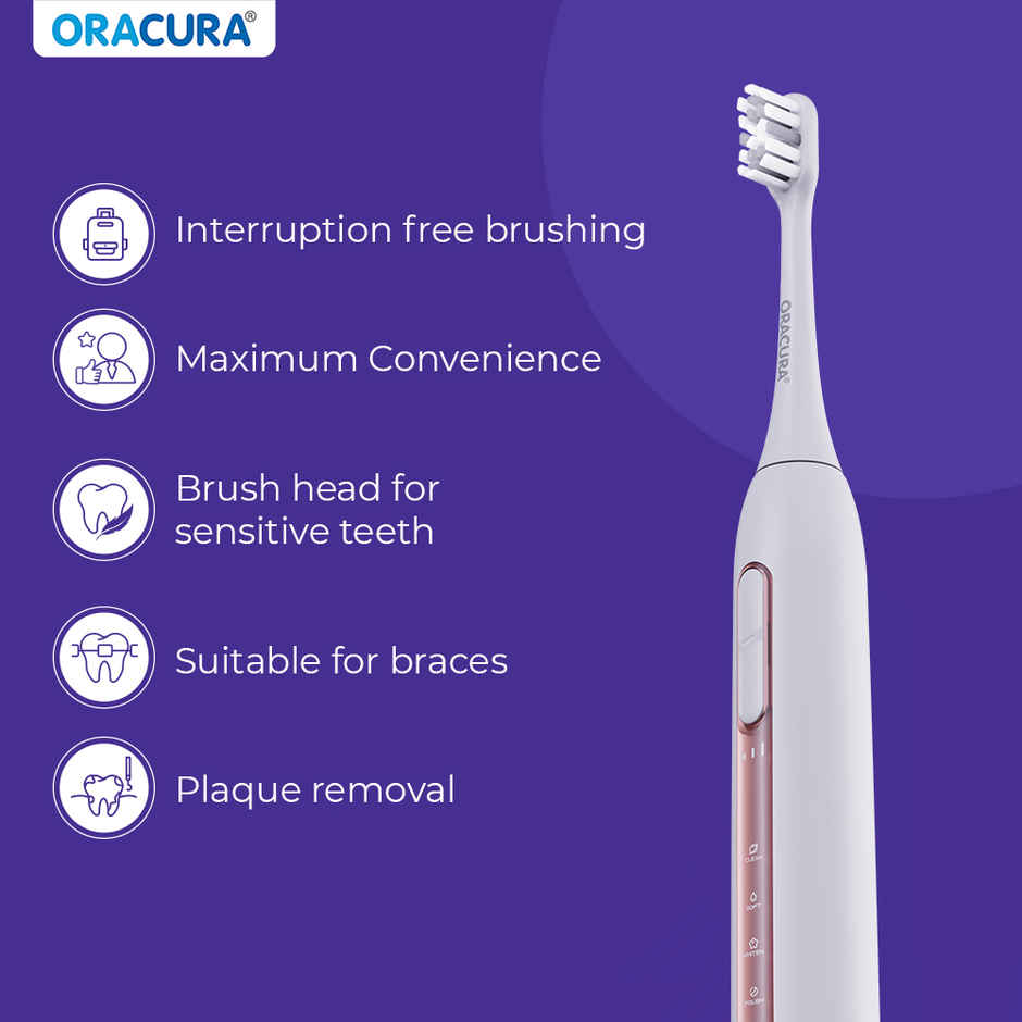 Oracura Sb300 Sonic Smart Rechargeable Electric Toothbrush Peach