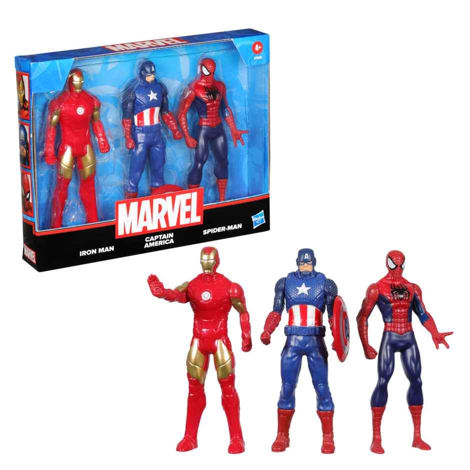 Hasbro Marvel Iron Man, Captain America, Spider Man 6 inch Action Figure 3 Pack