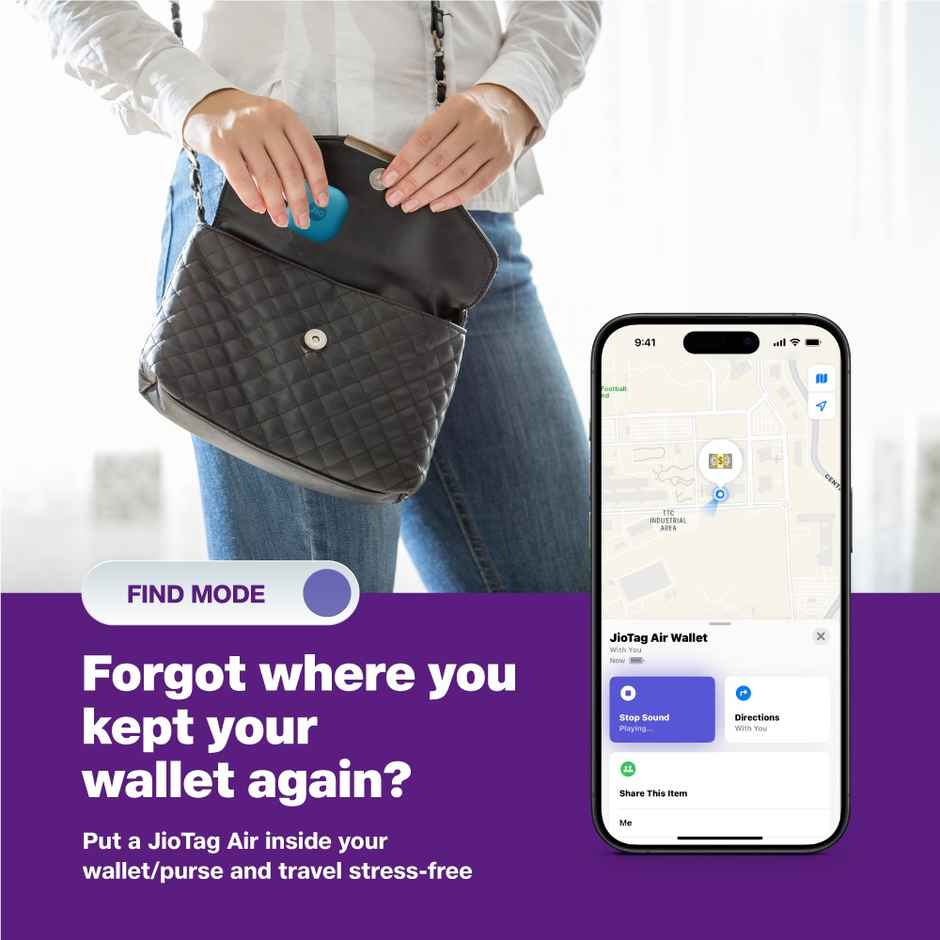 JioTag Air Item Finder, Worldwide Tracking with Apple Find My App on iPhones Wallets(Blue)