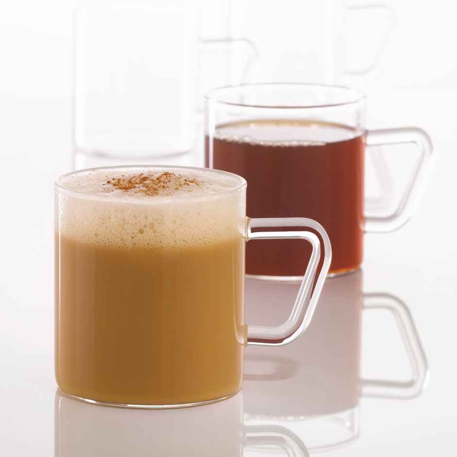 Borosil Vision Tea N Coffee Classic Mug Set | 190 ml | Borosillicate Glass | Microwave Safe