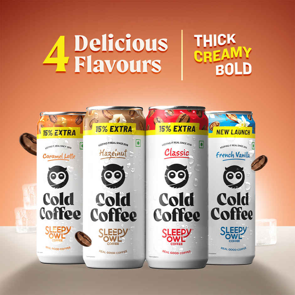 Sleepy Owl Caramel latte Cold Coffee Can