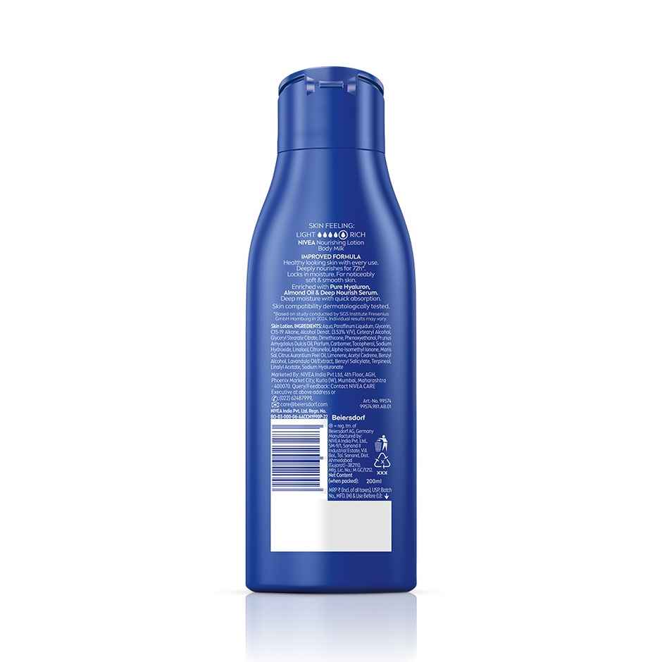 NIVEA Nourishing Body Lotion Body Milk|48 H Moisturization|2X Almond Oil|For Very Dry Skin