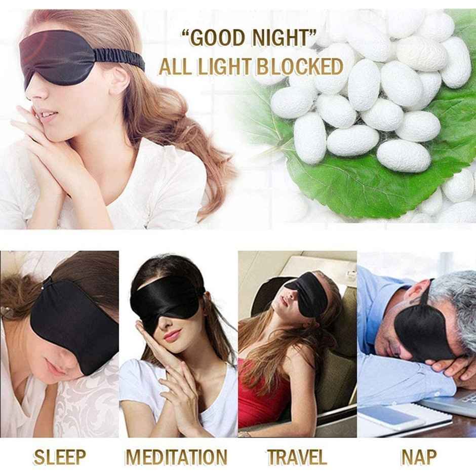 Bronson Professional Silk Sleep Mask Eye Mask Super Smooth For Blind Fold Travelling Mask | Black