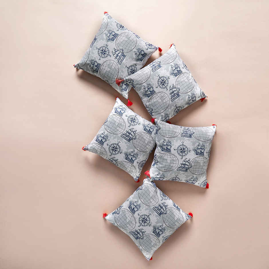 Wakefit Cushion Cover Nautical Set of 5 | 16x16 Inch