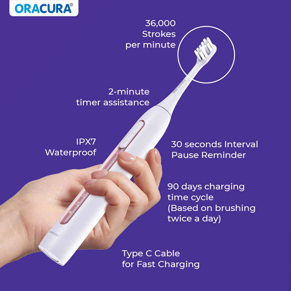 Oracura Sb300 Sonic Smart Rechargeable Electric Toothbrush Peach
