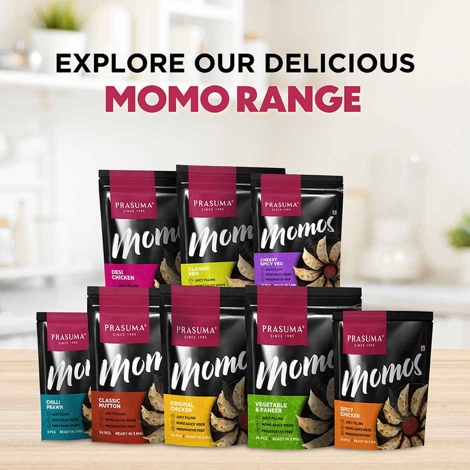 Prasuma Momos Cheesy Spicy Veg(24pc) & Prasuma Momos Original Chicken(24pc) Combo