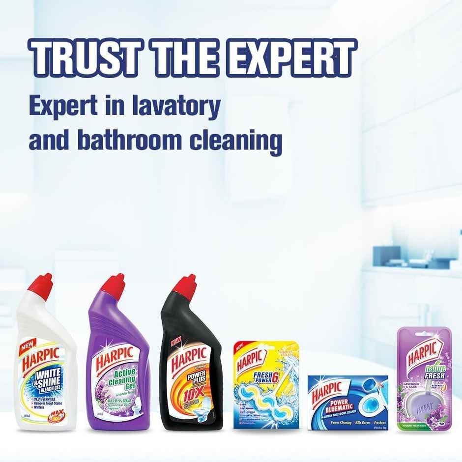 Harpic Fresh Mountain Pine Toilet Block (2pc) & Harpic Power Plus Original (1l) Combo