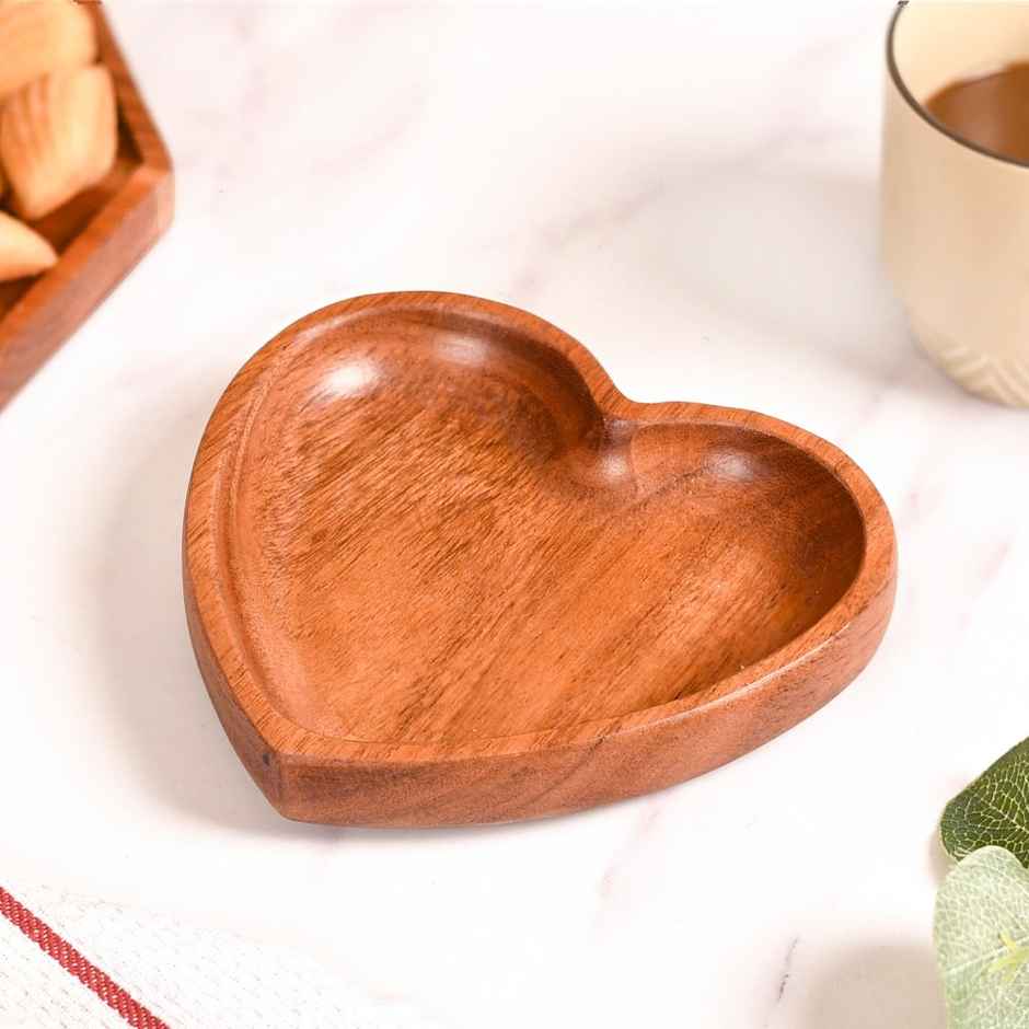 Nestasia Acacia Wood Heart Dessert Plate | 6 in