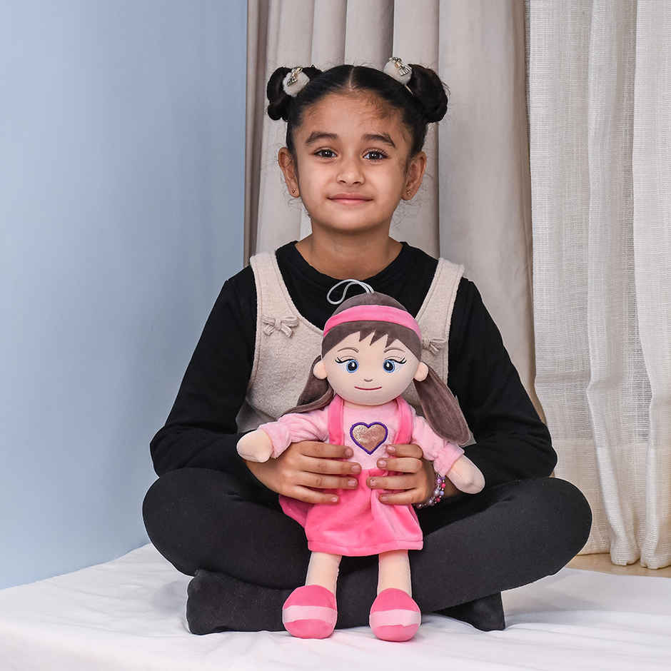 Mirada Pink Doll Soft Toy With Heart - 38Cm