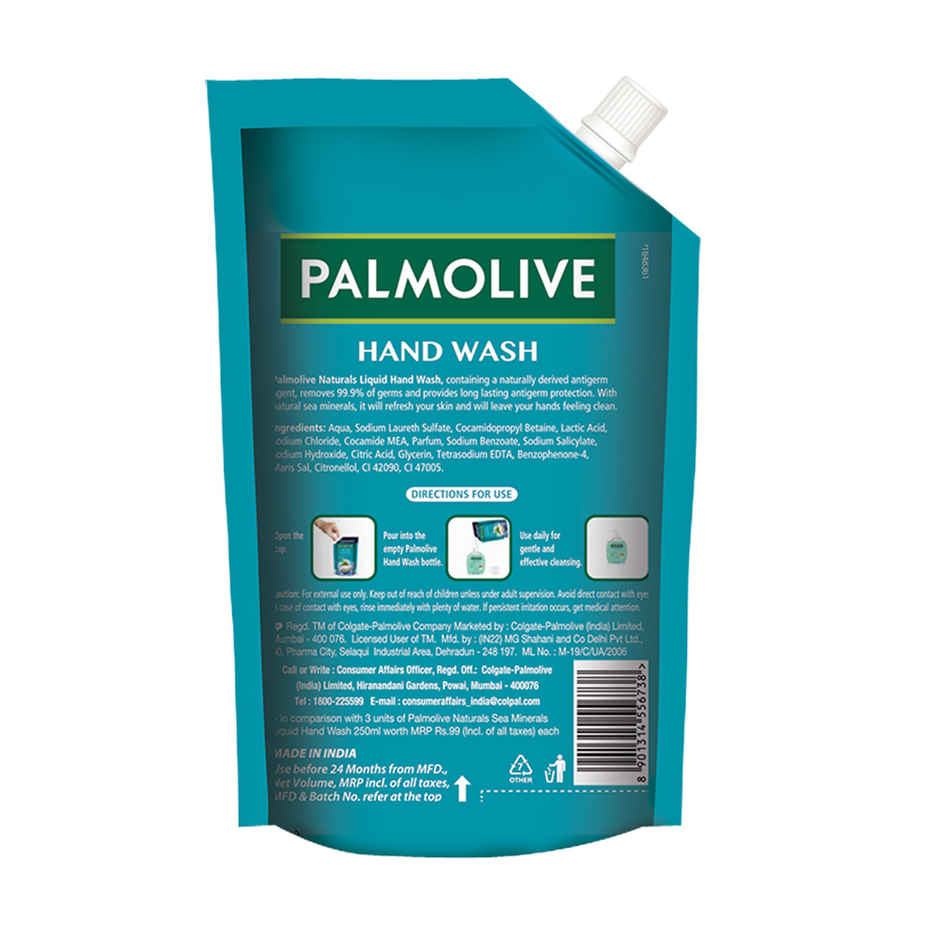 Palmolive Naturals Sea Minerals Liquid Hand Wash | Remove 99.9% of Germs | Refreshing Fragrance