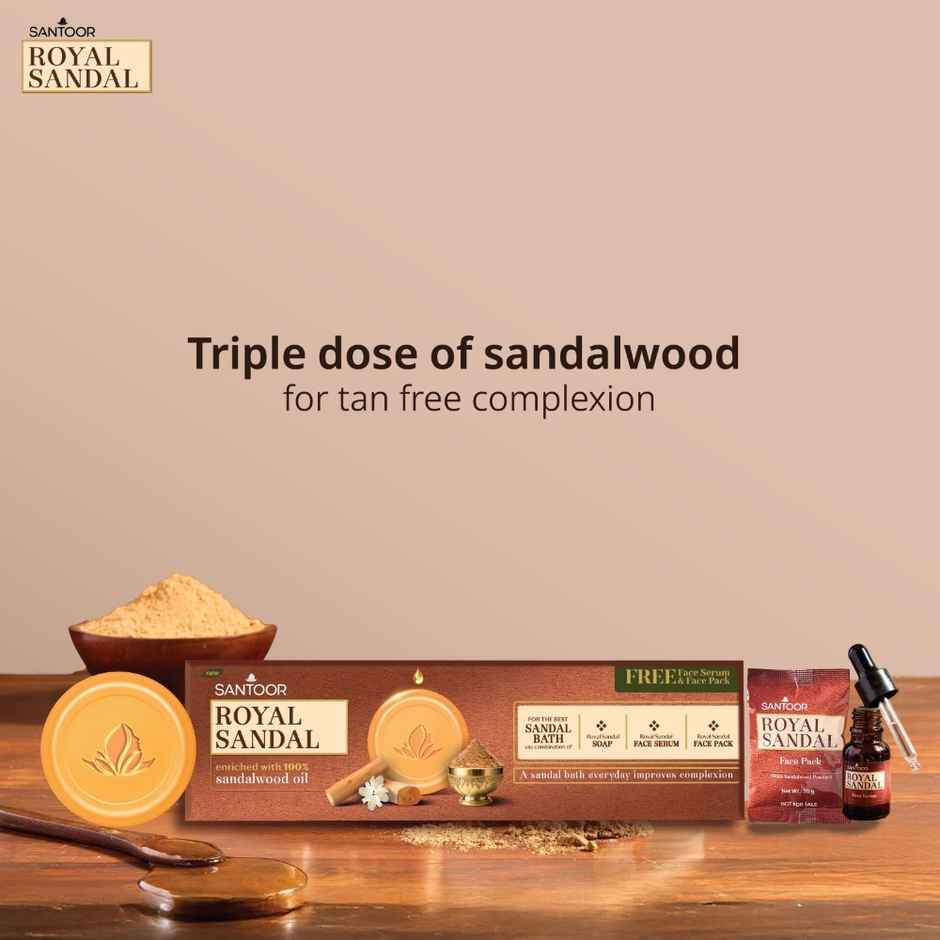 Santoor Royal Sandal Soap with Face Serum and Face Pack