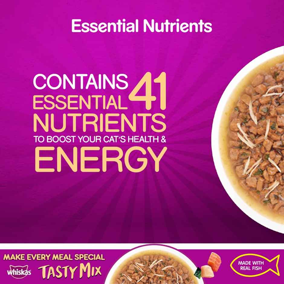 Whiskas Adult (1+ Year) Tasty Mix Wet Cat Food Made With Real Fish