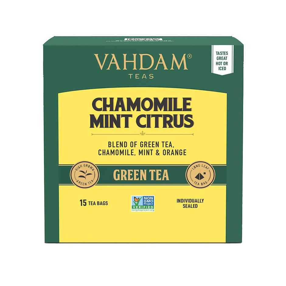Vahdam Chamomile, Mint, and Citrus Organic Green Tea
