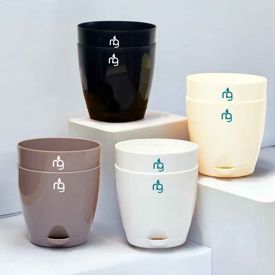 Nurturing Green - Self Watering Pots | Set of 8 | Assorted | Size: 11.5cm x 11cm