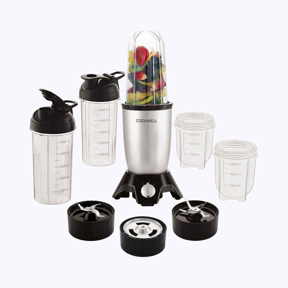 Cookwell Bullet  Juicer Mixer Grinder Nutri Blender 600W - 5 Jars & 3 Blades | Silver