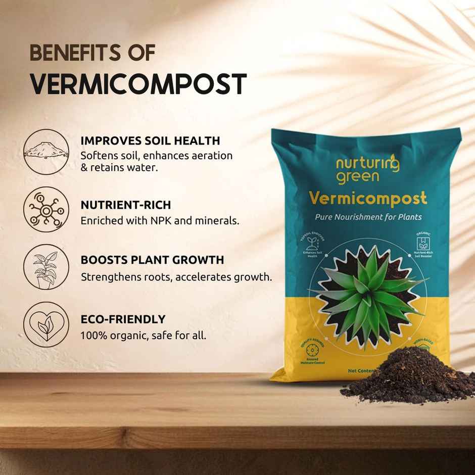 Nurturing Green - Vermicompost | 5kg | Nutrient-Rich Organic Fertilizer | Manure for Plants
