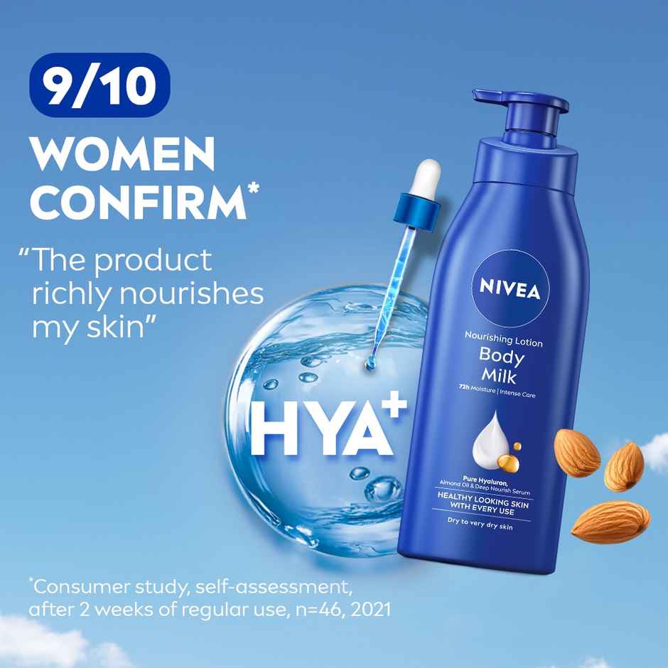NIVEA Nourishing Body Lotion Body Milk|48 H Moisturization|2X Almond Oil|For Very Dry Skin