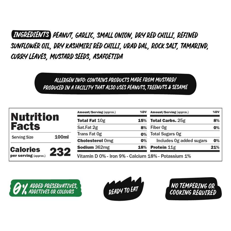 Chutnefy Peanut Chutney - Value Pack | Serves 4-5 People - 0% Additives-Colours-Preservatives