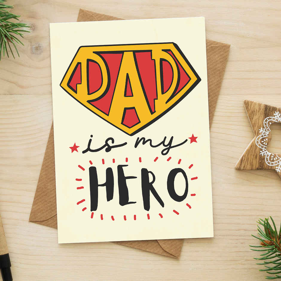 Parker Classic Stainless Steel Gold Trim Ball Pen| Ink Color - Blue | Corporate Gift (1pc) & Oye Happy Dad Is My Hero Card (1pc) Combo