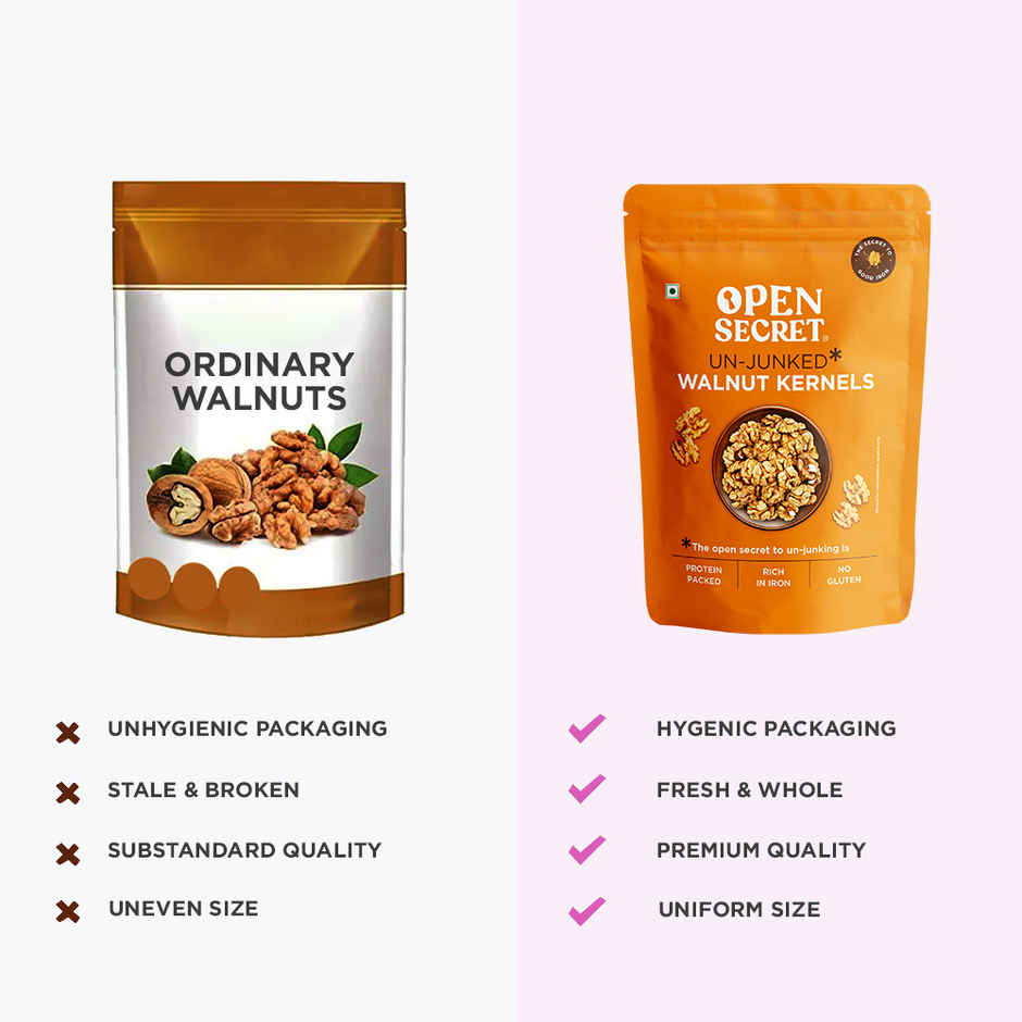 Open Secret Premium Walnut Kernel (Akhrot) -High Protein, Fasting Vrat Special, Healthy Snacking
