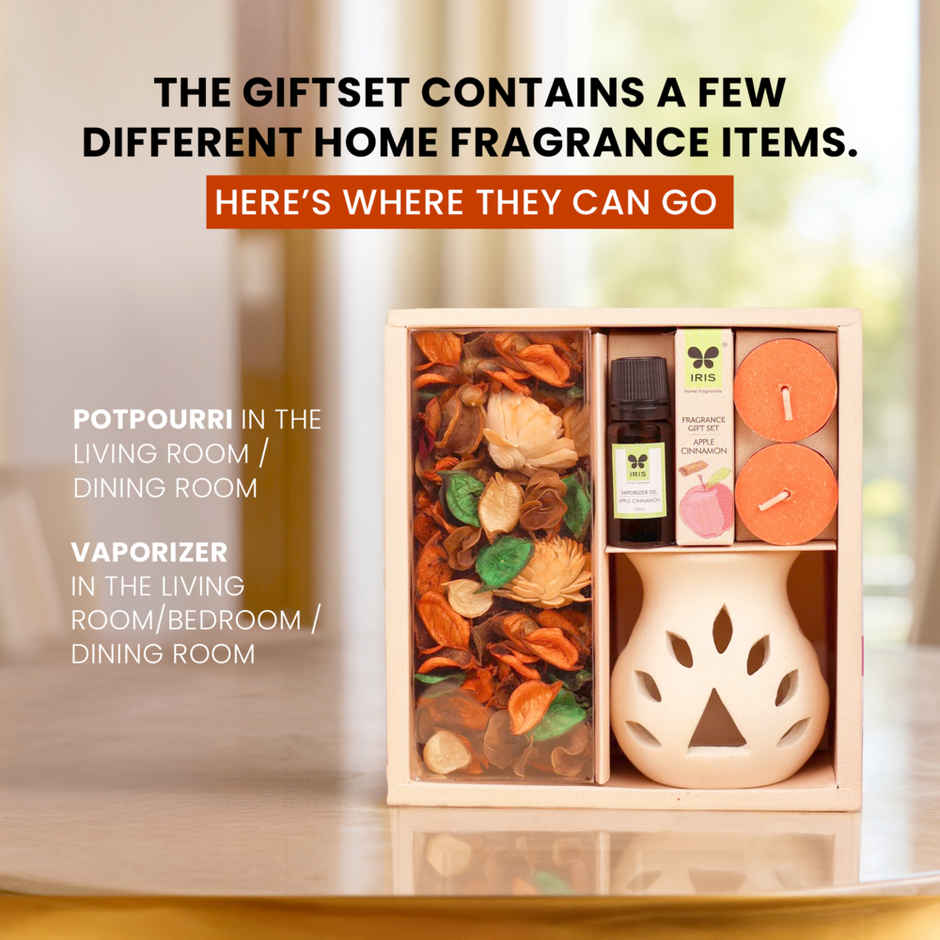 IRIS Apple Cinnamon Vaporiser Fragrance Gift With Potpouri And Oil