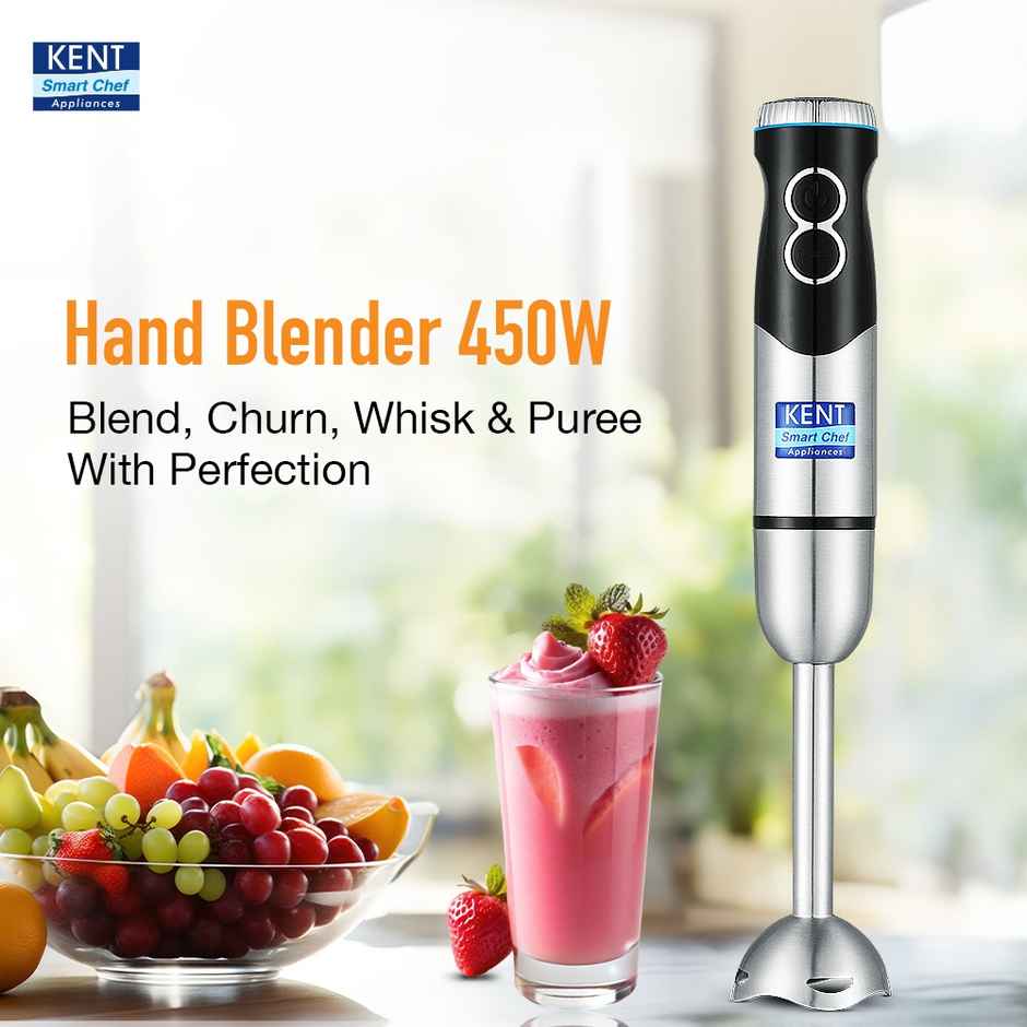 Kent Ss Hand Blender 450W | Variable Speed Control | Turbo Switch For Fast Blending ,- Silver