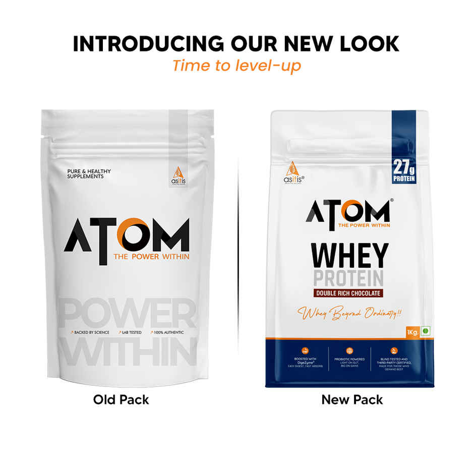 AS-IT-IS ATOM Whey Protein 27G Protein Double Rich Chocolate