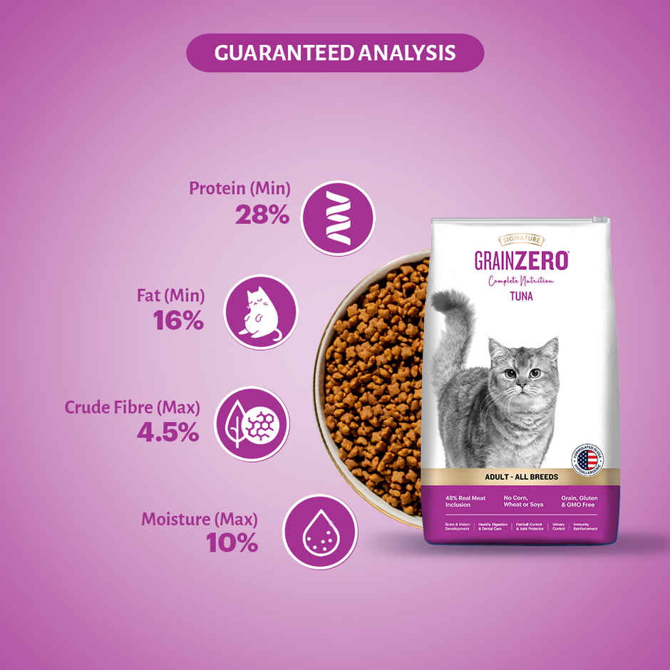 Grain Zero Tuna, Adult Dry Cat Food, 1.2 Kg + Free Cat Creamy Treat 75 g