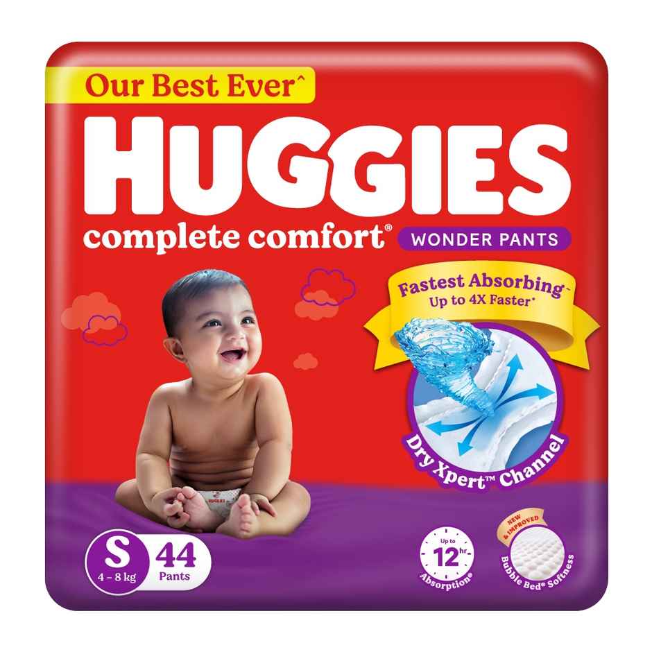 Huggies Complete Comfort Wonder Baby Diapers | Pant Style | S | 44 pcs
