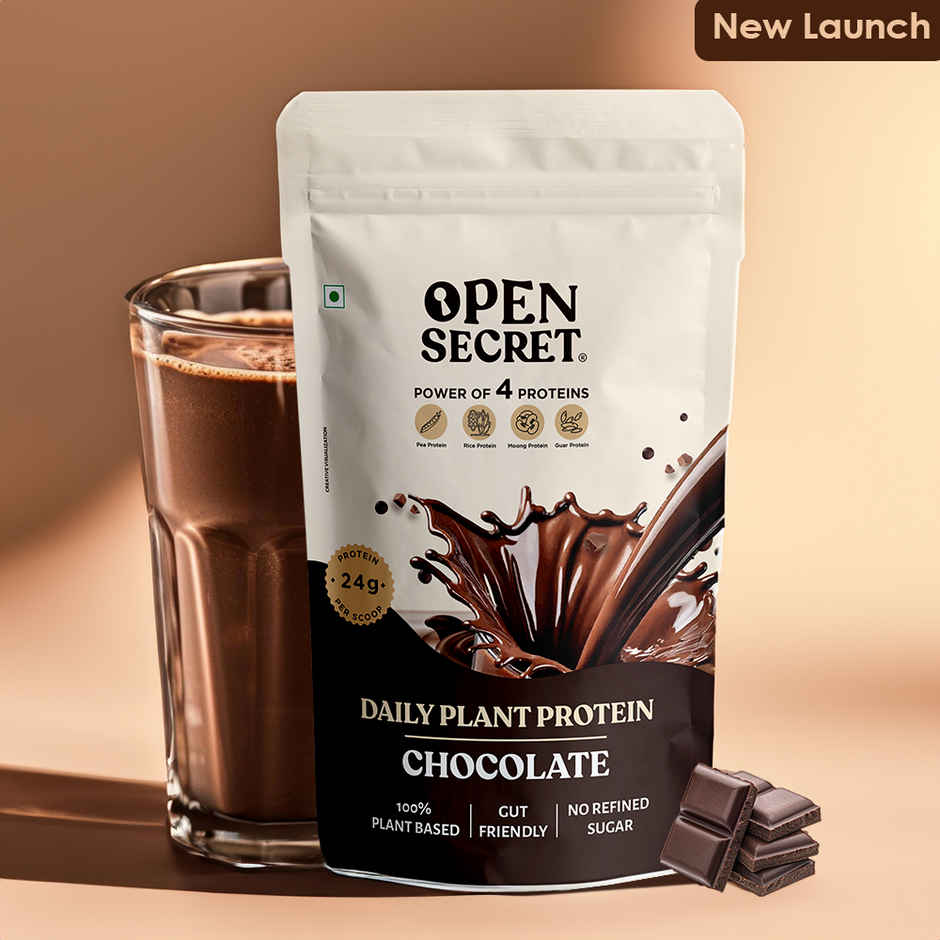 Open Secret Plant Protein | 24g Vegan Protein Per Scoop | Chocolate Flavour | No Refined Sugar