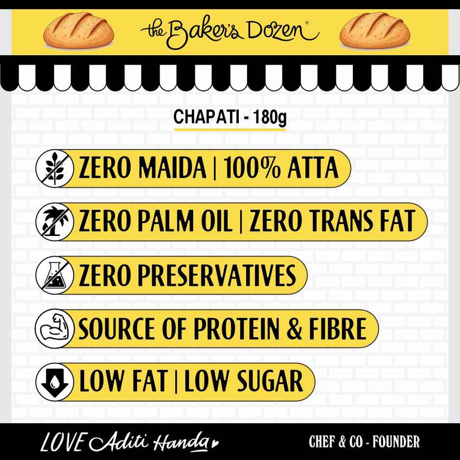 The Baker'S Dozen Zero Palm Oil Malabar Parota | Wheat Paratha | Ready To Eat | Ready To Cook (210g) & The Baker'S Dozen Zero Maida Chapati Made From Atta | Wheat Chapati | Ready To Eat | Ready To Cook (230g) Combo